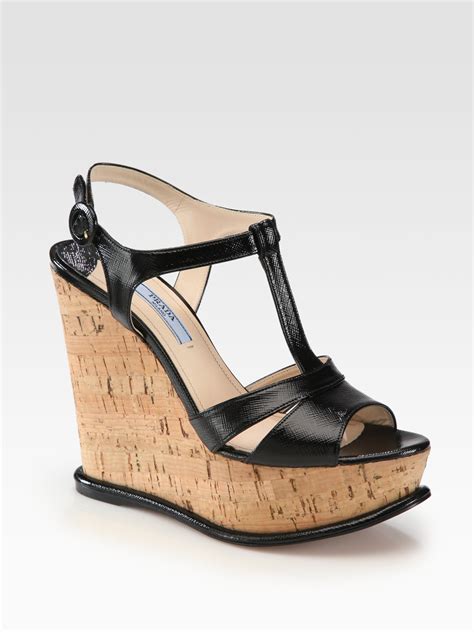 prada leather wedge sandals